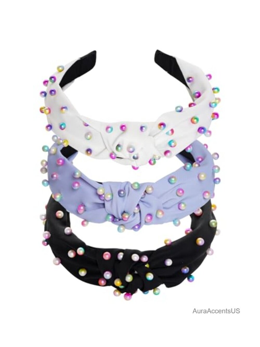 Pearl Knotted Headbands Set Faux Pearl Cross Knot Twisted Hair Accessories